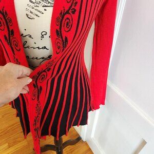 Vintage Red and Black Fit n Flare Cardigan SZ XS